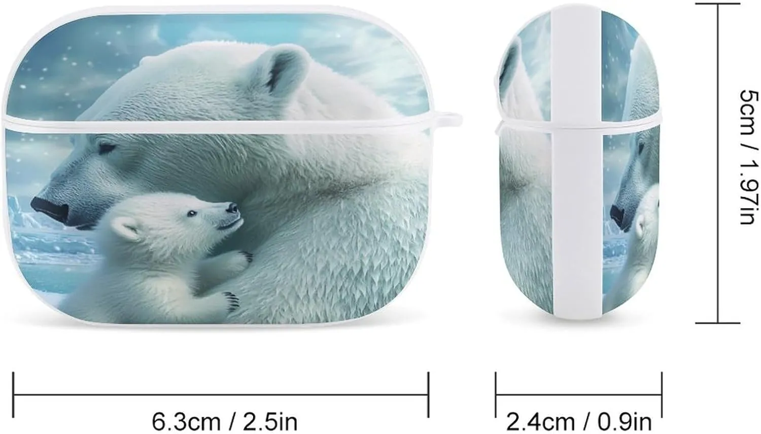 White Bear Mama Earbud Case Bluetooth Headphone Case Full Protective Case with Keychain Compatible with Airpods Pro White-Style