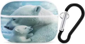 White Bear Mama Earbud Case Bluetooth Headphone Case Full Protective Case with Keychain Compatible with Airpods Pro White-Style