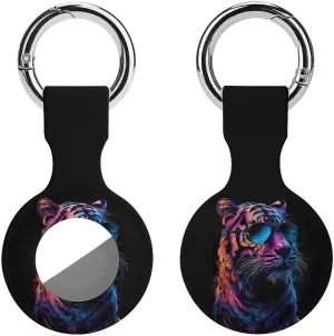 White Tiger Glasses Colourful Silicone Case for Airtags with Keychain Protective Cover Airtag Finder Tracker Holder Accessories