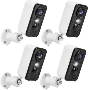 Wireless Cameras for Home Security Outdoor, 2K Color Night Vision Battery Powered WiFi Security Camera Spotlight/Siren Motion Detection 2-Way Talk Waterproof Cloud Storage Outdoor Camera Wireless 4PCS