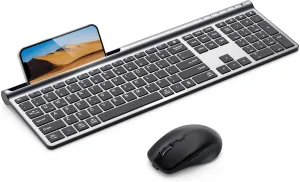 Wireless Keyboard and Mouse Combo, Samsers Ultra Slim Rechargeable Dual-Mode (Bluetooth 5.0x2  2.4G) Silent Keyboard and Mouse Set, Multi-Device Full-Size Compact Design for MacOS/iOS/Android/Windows