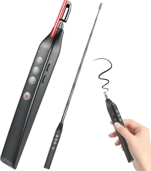 Wireless Presentation Clicker with Telescopic Pointer, Rechargeable Presenter Remote with Touch Screen Stylus, Powerpoint Clicker with Laser Pointer for Presentations, Red Light