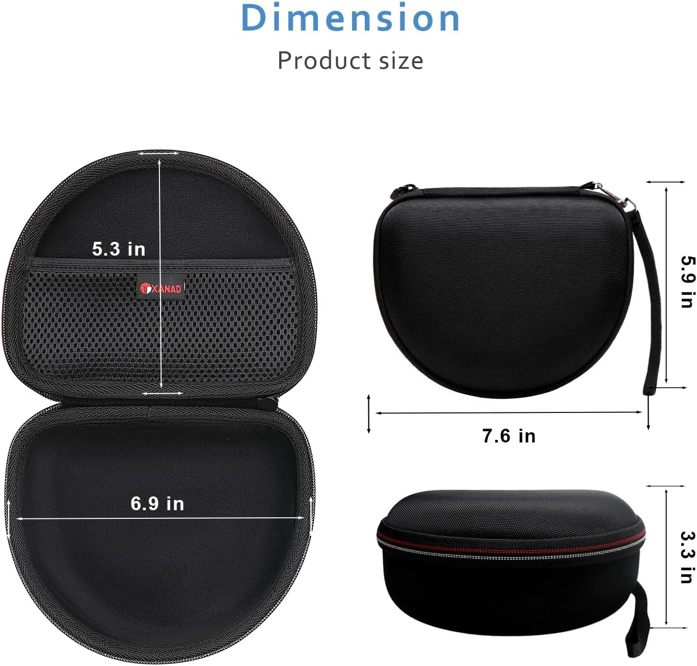 XANAD Hard case for Beats Solo 4 / Beats Studio Pro/Beats Studio 3 / Beats Solo 3 / Beats Solo 2 and for TOZO HT2 On-Ear Bluetooth Headphones(Outer Black Inner Black)