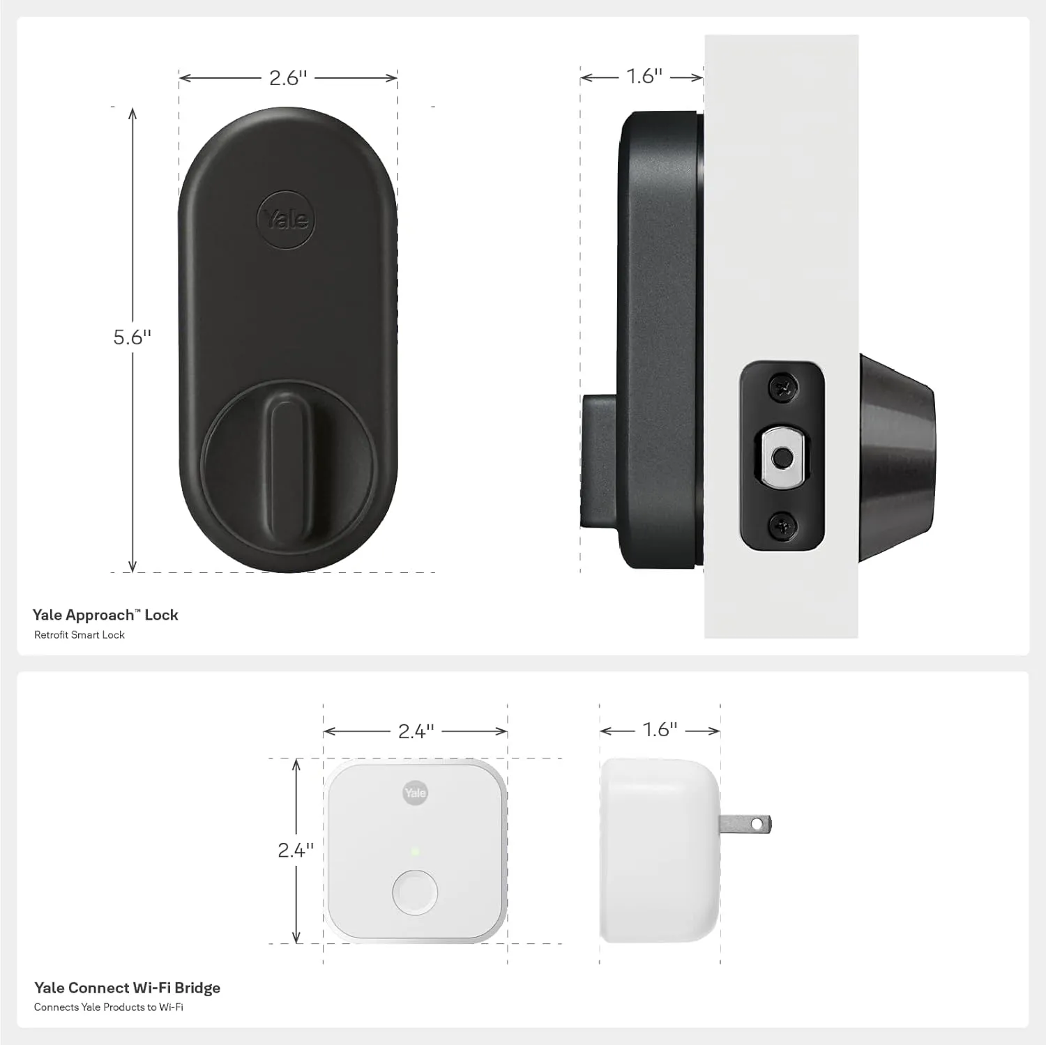Yale Approach Smart Wi-Fi Deadbolt Retrofit Smart Lock, Unlimited Virtual Keys, App Remote Control, Keyless Entry - Black