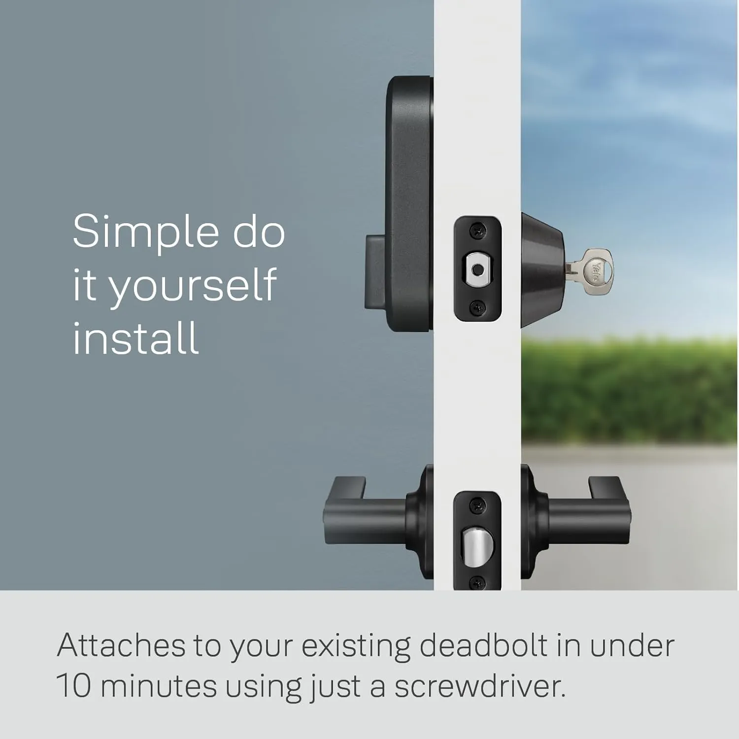 Yale Approach Smart Wi-Fi Deadbolt Retrofit Smart Lock, Unlimited Virtual Keys, App Remote Control, Keyless Entry - Black
