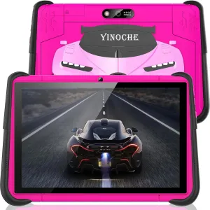 YINOCHE Kids Tablet 10 inch Toddler Tablet for Kids 3-7 Tablet for Toddlers WiFi Chindren's Learning Tablet Android Kids Tablets 64G Parental Control Support YouTube Netflix for Boys Girls (Pink)
