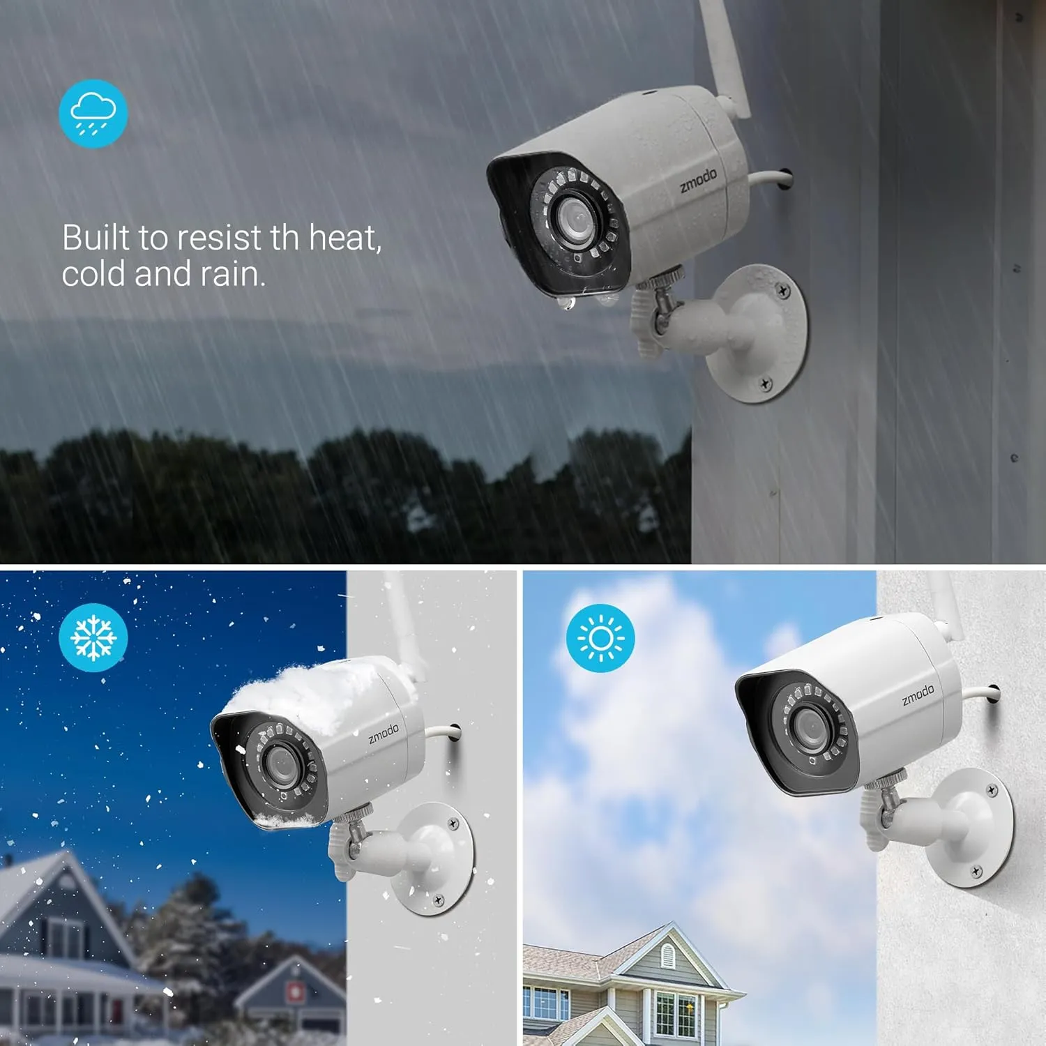 Zmodo Outdoor Security Camera Wireless (2 Pack), 1080p Full HD Home Security Camera System, Works with Alexa and Google Assistant, Silver (ZM-W0002-2)