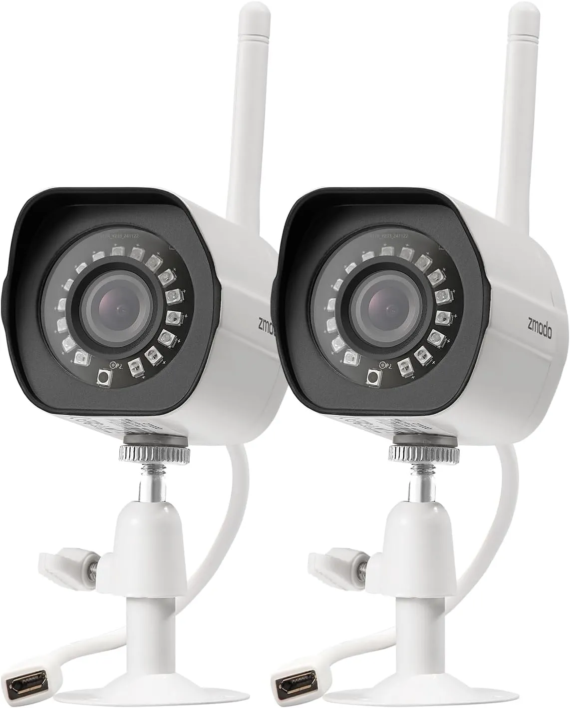 Zmodo Outdoor Security Camera Wireless (2 Pack), 1080p Full HD Home Security Camera System, Works with Alexa and Google Assistant, Silver (ZM-W0002-2)