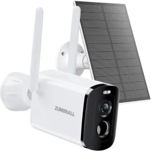 ZUMIMALL Security Cameras Wireless Outdoor, 2K Solar Camera for Home Security with 3MP Color Night Vision, 2.4GHz WiFi, 2-Way Talk, Spotlight & Siren, IP66 Waterproof, Compatible with Alexa