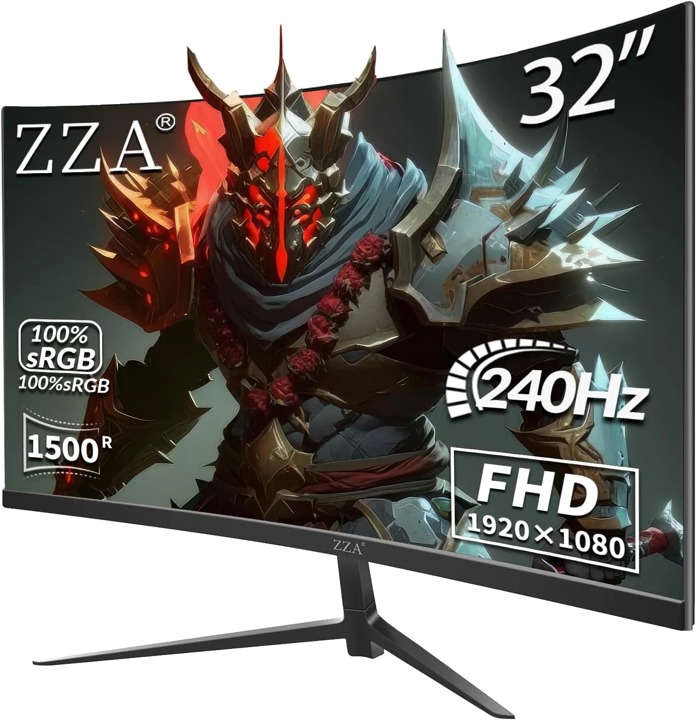 ZZA 32" 1K HDR Gaming Curved Monitor - FHD (1920x1080), 240Hz,1500R, 1ms, Extreme Low Motion Blur, FreeSync Premium, VESA Mountable, DisplayPort, HDMI